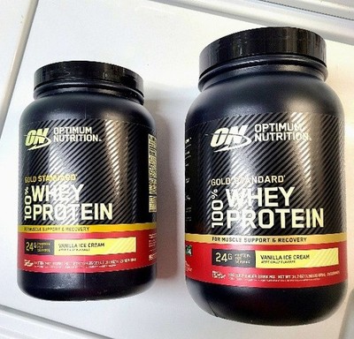 OPTIMUM WHEY PROTEIN 2 PAC GOLD STANDARD   1.5 LBS. & 1.98 LBS VANILLA ICE CREAM