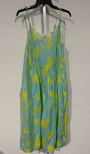 Diane von Furstenberg Cami Shift Dress Size S Womans Yellow Blue Dot Silk Cotton