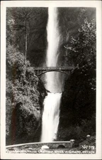 RPPC Multnomah Falls Oregon Benson Bridge Columbia River real photo postcard