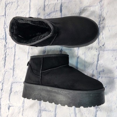 Mudd WOMENS 10 Platform Boots Booties Black Sherpa Lined Cherry 226L Goth  Emo