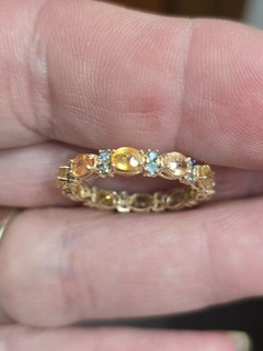 2.5ct Natural Yellow Sapphire & .50ct Blue Natural Diamond Eternity Band 14kt
