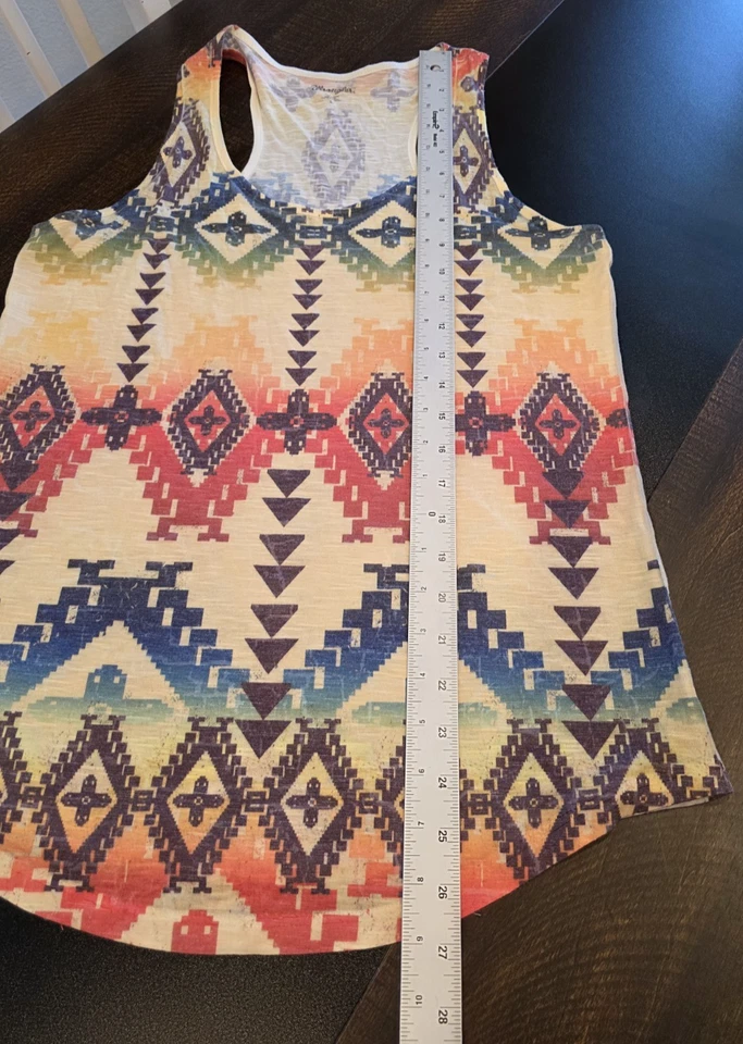 Camiseta sin mangas Wrangler estampado occidental azteca espalda deportiva boho suroeste talla grande L Foto 4 de 4