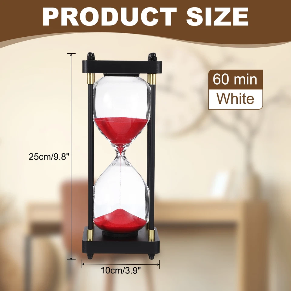 Большой декоративный песочный таймер, 60 мин современный деревянный часовой стакан, красный (стиль 1) - Изображение 2 из 4