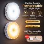 Motion Sensor LED Indoor Night Light USB Rechargeable Wall Mount Lamp 500mAh