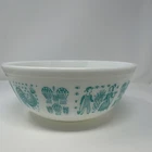 PYREX Turquoise Amish Butterprint Glass Mixing Bowl 1950s Nesting Round #404 4qt