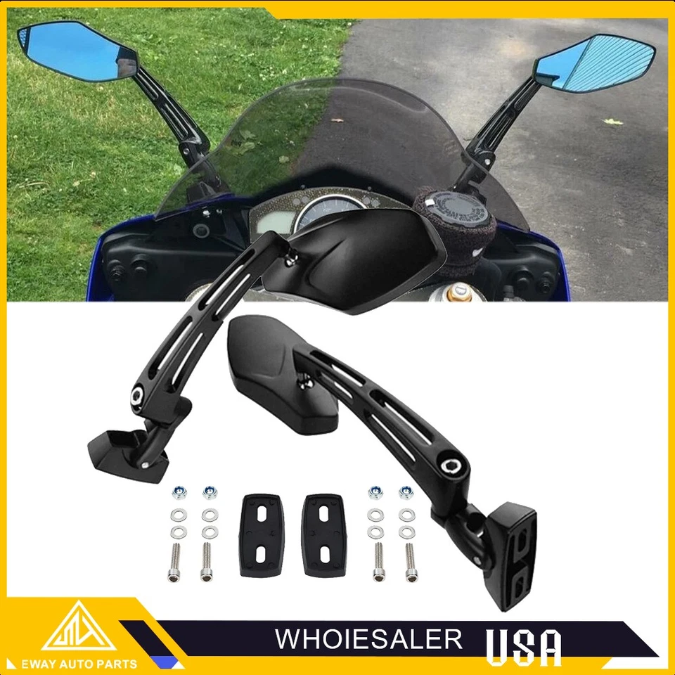 Espejos retrovisores laterales para carreras de motocicletas Kawasaki Ninja ZX14 ZX6 ZX6R 500 250 Foto 3 de 4