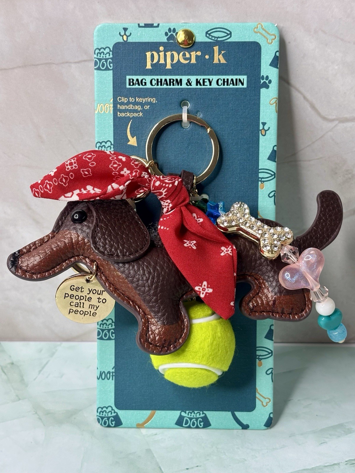 Piper K Dachshund Bag Charm Key Chain