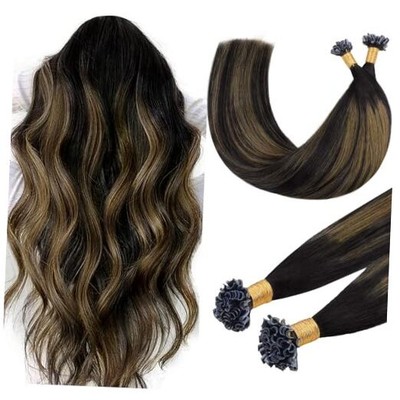  U Tip Hair 22 Inch-50g-50s U-#T(1b/6)P1b Natural Black to Chestnut Brown