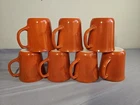 VINTAGE Pyrex Coffee Cups Mug Burnt Orange Set Of 7 Milk Glass 3.5" X 3.5"