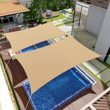 2-15ft Sand Sun Shade Sail Mesh Cover with 6" Hardware Kit for Garden Backyard