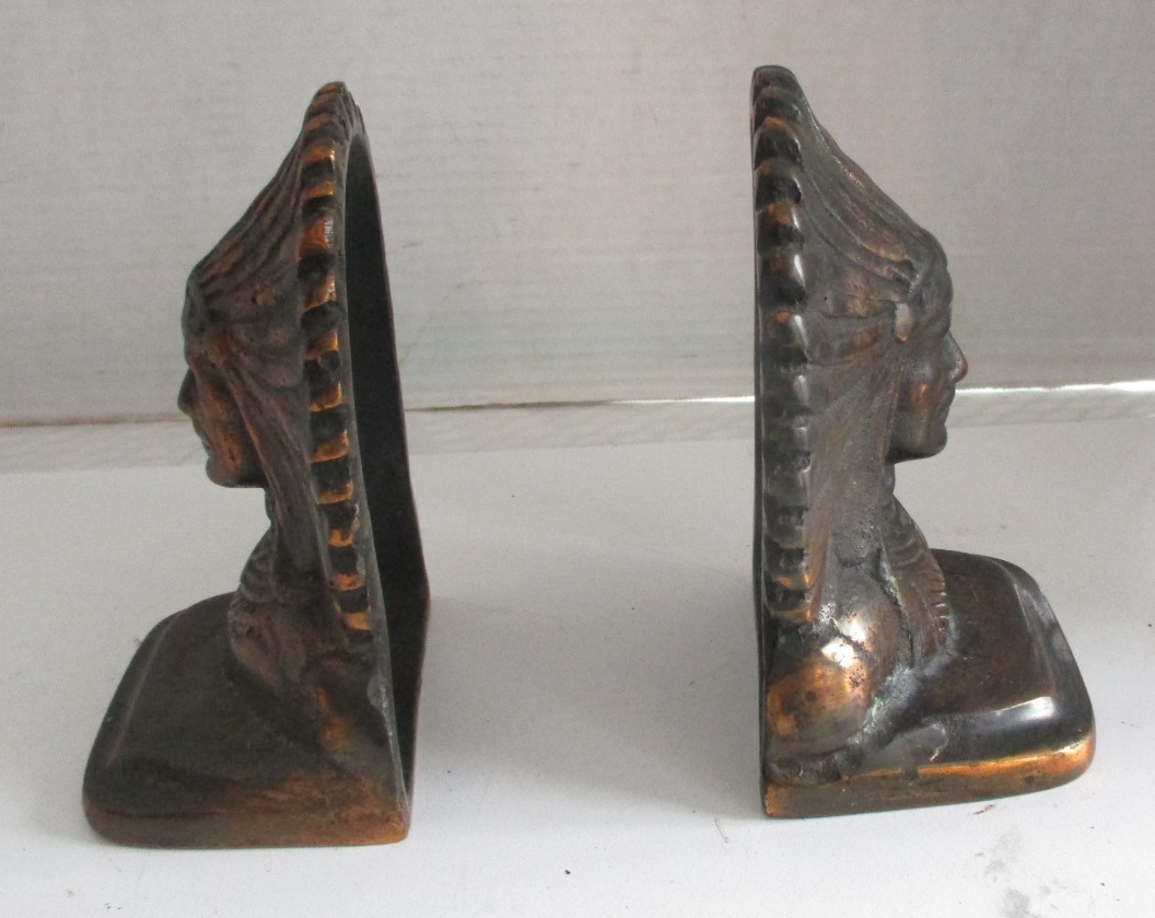 Vintage solid Brass Indian Chief Bookends | eBay