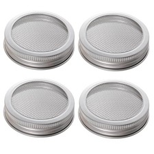 4Pack Mesh Strainer Stainless Steel Sprouting Jars Mason Wide Mouth Canning Lids