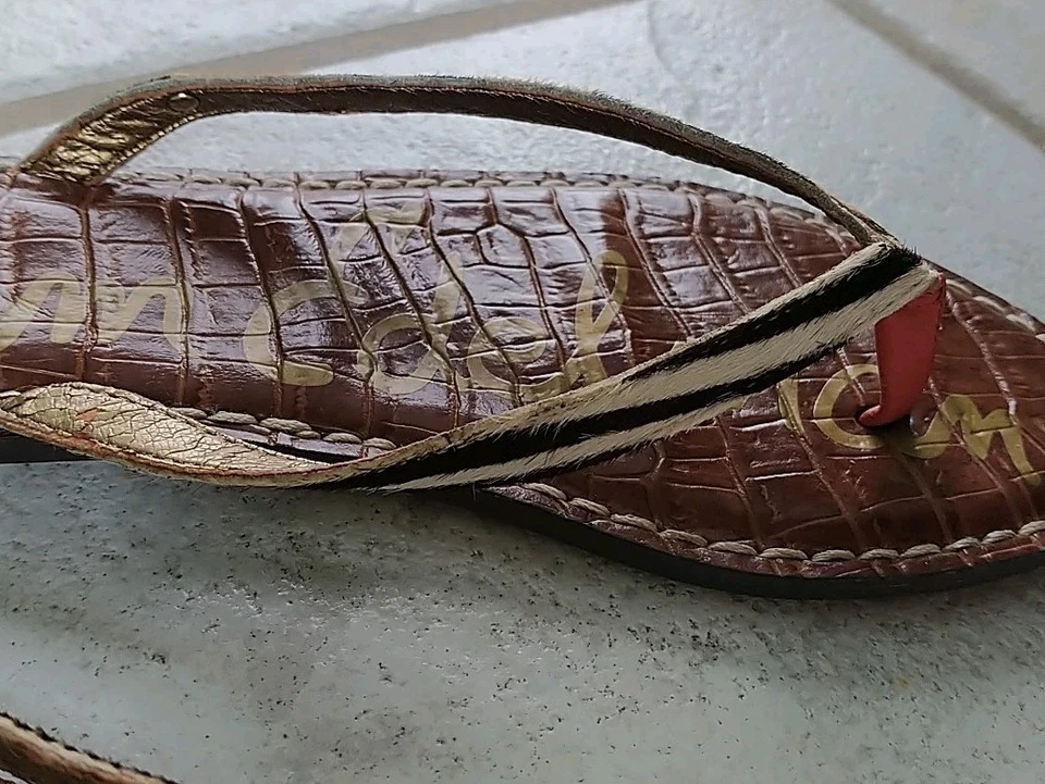 Шлепанцы Sam Edelman Gracie меховая кожа смешанный анималистический принт леопард зебра 7 - Изображение 3 из 4