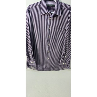 Perry Ellis Portfolio Mens Large Button Down Shirt 16 32/33 Pinstripe