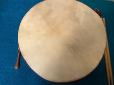 Vintage skóra jelenia surowa ręczna 17" Tom Tom Drum z kijami