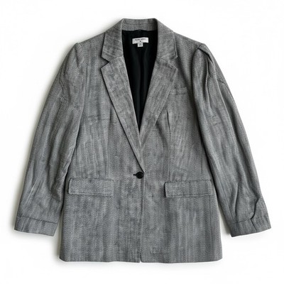 Rachel Comey Boyfriend Blazer Women M Target Linen Blend Herringbone Gray