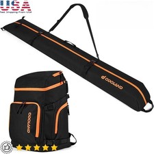 Padded Ski Bag  Boot Backpack Combo Waterproof Travel Organizer Skiing Gear New