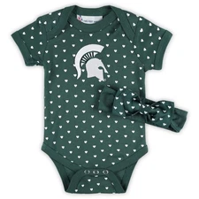 Girls Newborn & Infant Two Feet Ahead Green Michigan State Spartans Hearts