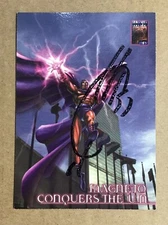 Marvel Premium QFX Magneto Conquers the UN Fleer Promo Card ~ Signed Joe Quesada