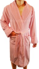 High Quality Men Pink Shawl Collar Velour Plush Thick Bath Robe Spa  Hotel