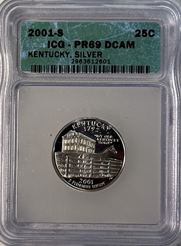 2001 S ICG PROOF PR69 DCAM 5 State Silver Quarter Set - Picture 11 of 12