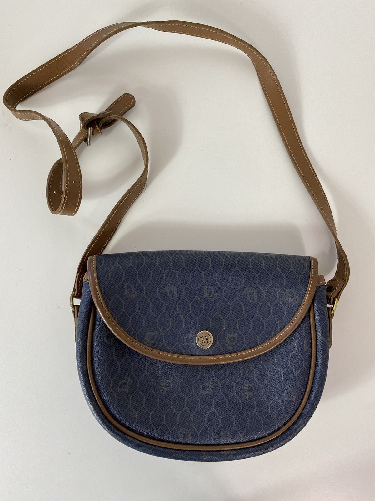 Vtg CHRISTIAN DIOR BY JOHN GALLIANO 80s NA VY LOGO SHOULDER BAG