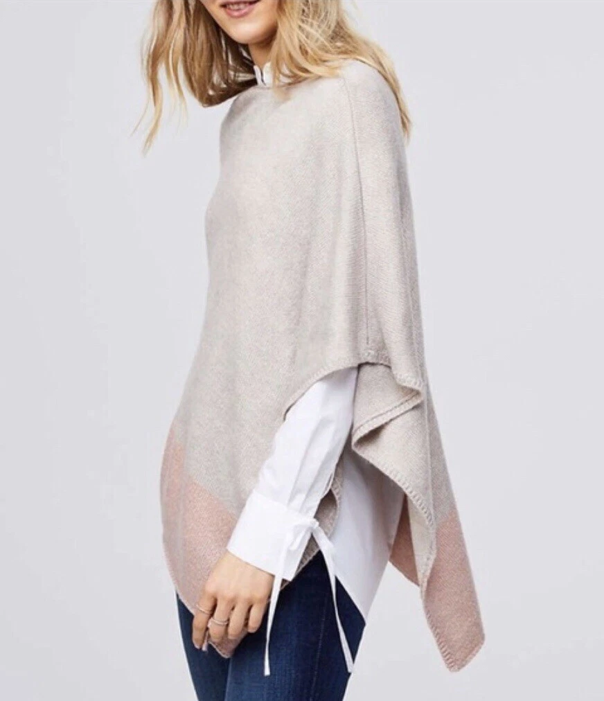 Ann Taylor Loft Poncho OS Cardigan Sweater Knit Artsy Minimalist Career Core