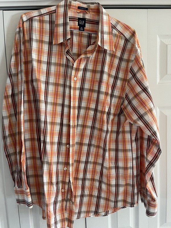 EUC! Gap Classic Fit Mens Plaid Button Front Shirt XXL Multi Color Casual