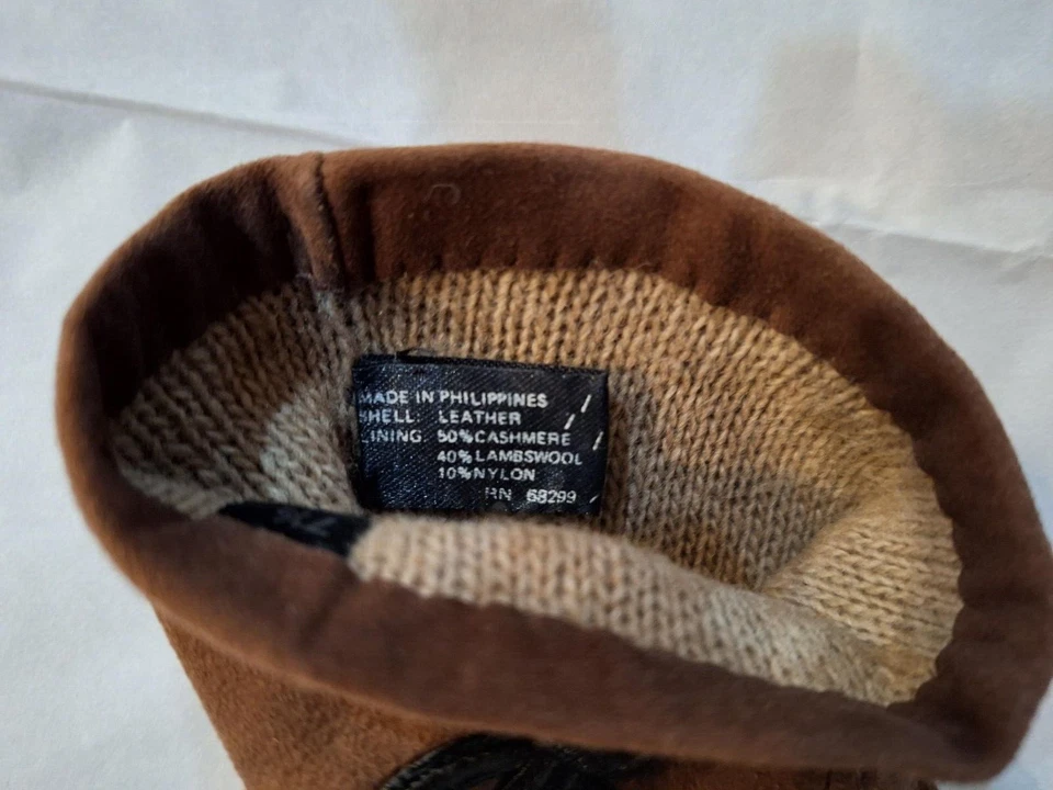 Guantes de cuero gamuza marrón 2 tonos chocolate forrados de vellón para mujer talla 7,5 Foto 4 de 4