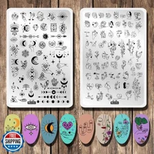 2pcs Large Abstract Face Galaxy Nail Stamping Plates Line Girl Face Pictures 