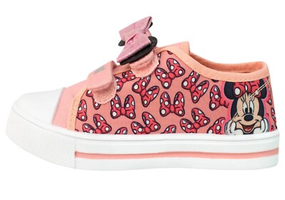 DISNEY MINNIE MOUSE CANVAS PUMPS SHOES OFFICIAL GIRLS PINK TRAINERS UK SIZE  10-2 UK