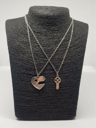 Collana amicizia doppia catenina e ciondolo cuore e chiave Amicizia best Friend - Foto 3 di 3