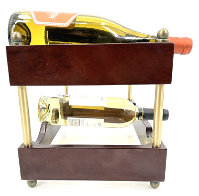 Bombay Company Wooden Wine Rack for 6 Bottles with Brass Hardware