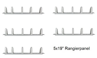5 x  19'' Kabelführung / Rangierpanel 1HE mit 5 dreh- und versetzbaren Ringen  