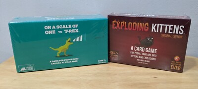 NEW Exploding Kittens and On a Scale of One to T-Rex Card Games Sealed NIB
