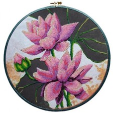 Bead Embroidery Kit Lotus Flowers Beaded stitching Beadwork DIY Abris Art