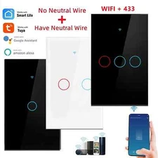 LOT Tuya WiFi Smart Light Switch No Neutral Wire Wall Touch Sensor Switch Smart