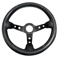 Hiwowsport Universal 350mm Steering Wheel Drift Genuine Carbon Fiber Black US