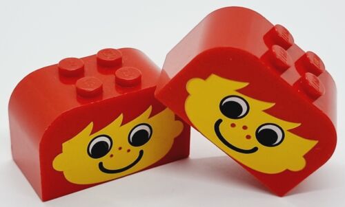 LEGO 2 Stück bedruckte Steine Stein Baby Smile Babyface 2x4x2 rot TOP - Photo 1/1