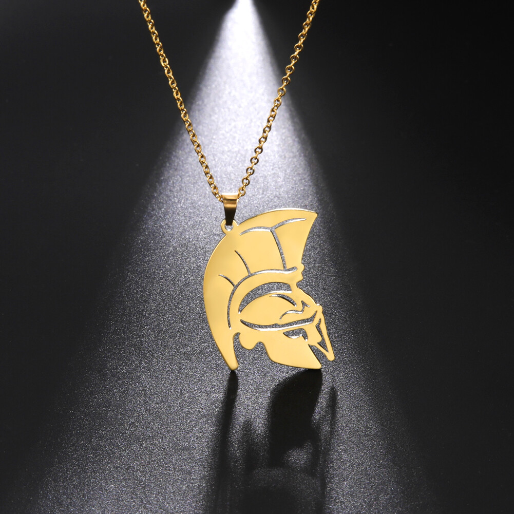 Damascus Steel Spartan Cross Necklace Spartan Warrior Pendant