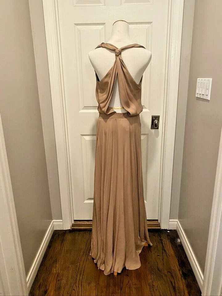   Maxi Vestido Haute Hippie Malva Volantes Delantero Seda $625.00 Talla M-NUEVO CON ETIQUETAS Foto 2 de 4