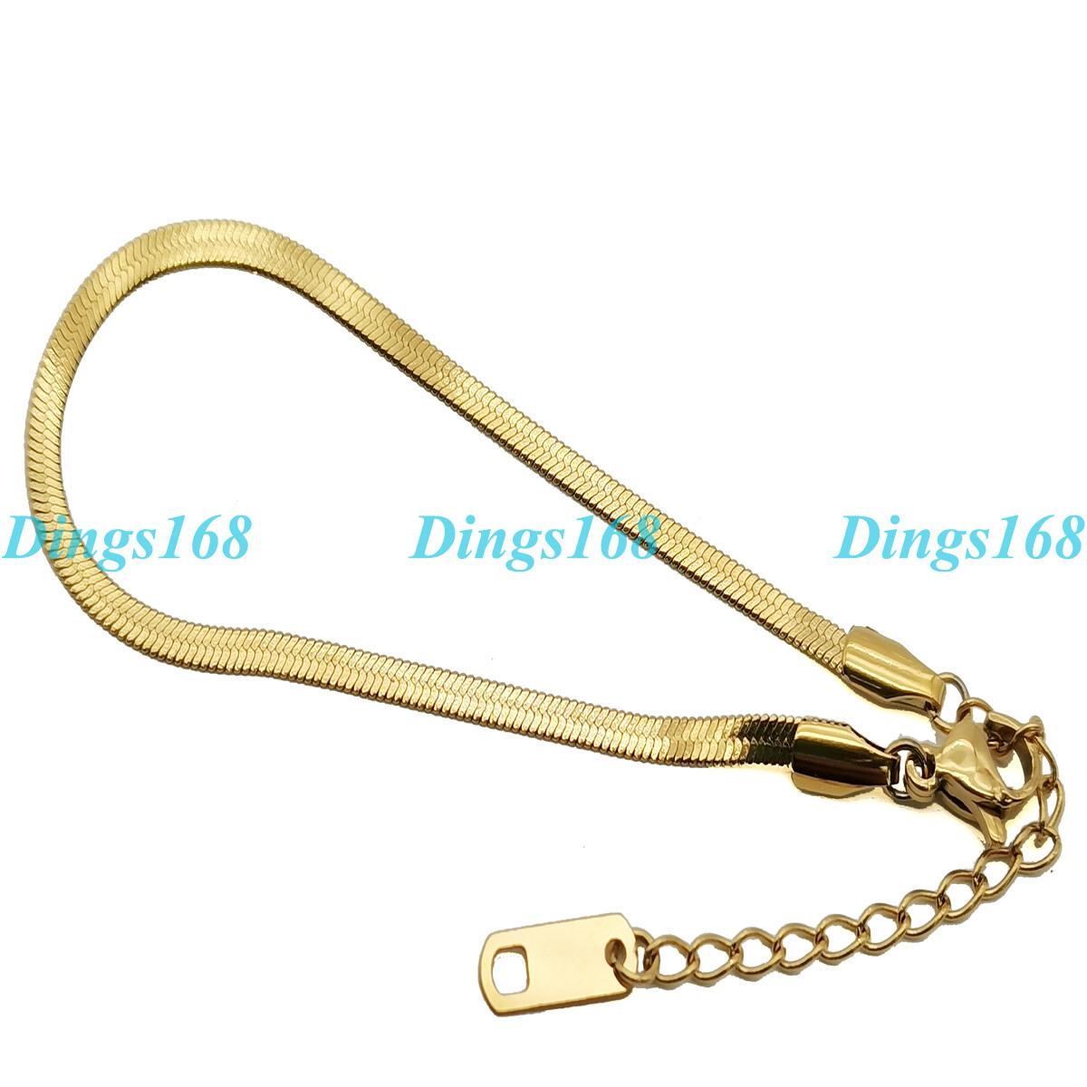 18K Gold Filled Tarnish-Resist 2mm Thin Italian Herringbone Chain Bracelet K5CB