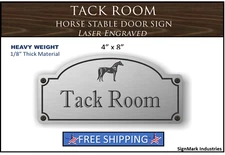 4" x 8" "Tack Room" Horse Barn Sign - Heavy Duty 1/8" laser engraved