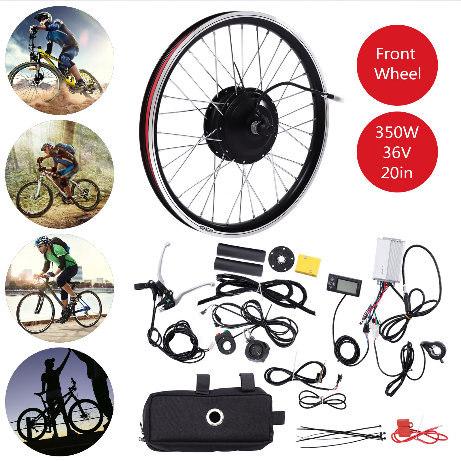 350W Low Noise Adjustable Speed Front Hub Motor for E-Bikes