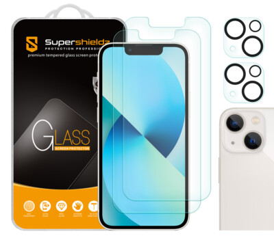 2X Supershieldz Tempered Glass Screen Protector for iPhone 13 Mini (5.4'') +Lens