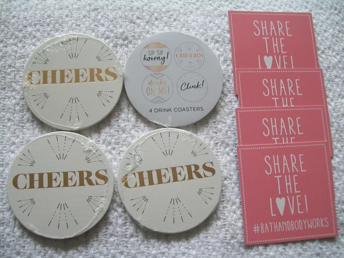 Bath Body Work Coasters Gift Tag Lot Party Paper Drink Collectible