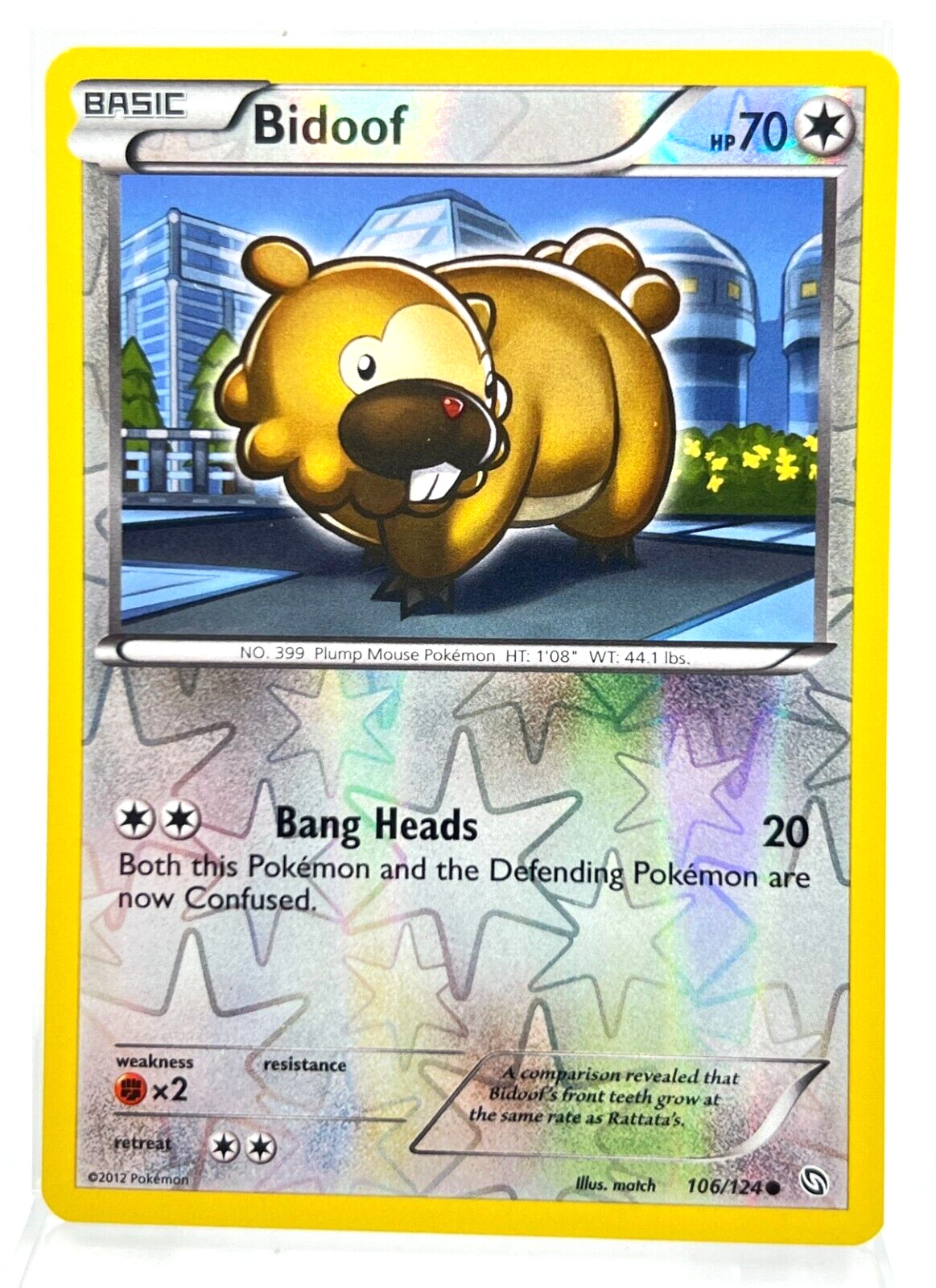Bidoof Reverse Holo 106/124 Pokémon Card Dragons Exalted BW 2012 LP