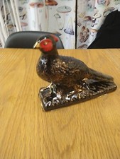 Vintage Black & Gold beautiful detailed Pheasant Figurine MCM home Decor Ceramic