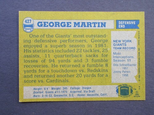 1982 TOPPS FOOTBALL  ~  U-Pick Player from Scans  ~  #200- 528  ~  Free Shipping - Picture 35 of 47