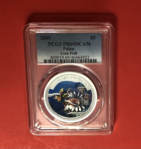 PALAU - 2005 - 5 $ GEGRADETE SILBERMÜNZE (LÖWENFISCH) ZERTIFIZIERT VON PCGS PR69..TOP ANGEBOT